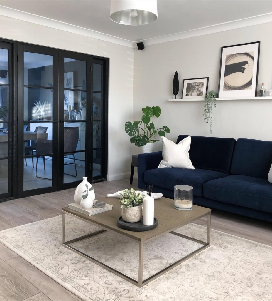 peinture salon Bleu marine en mur d'accent