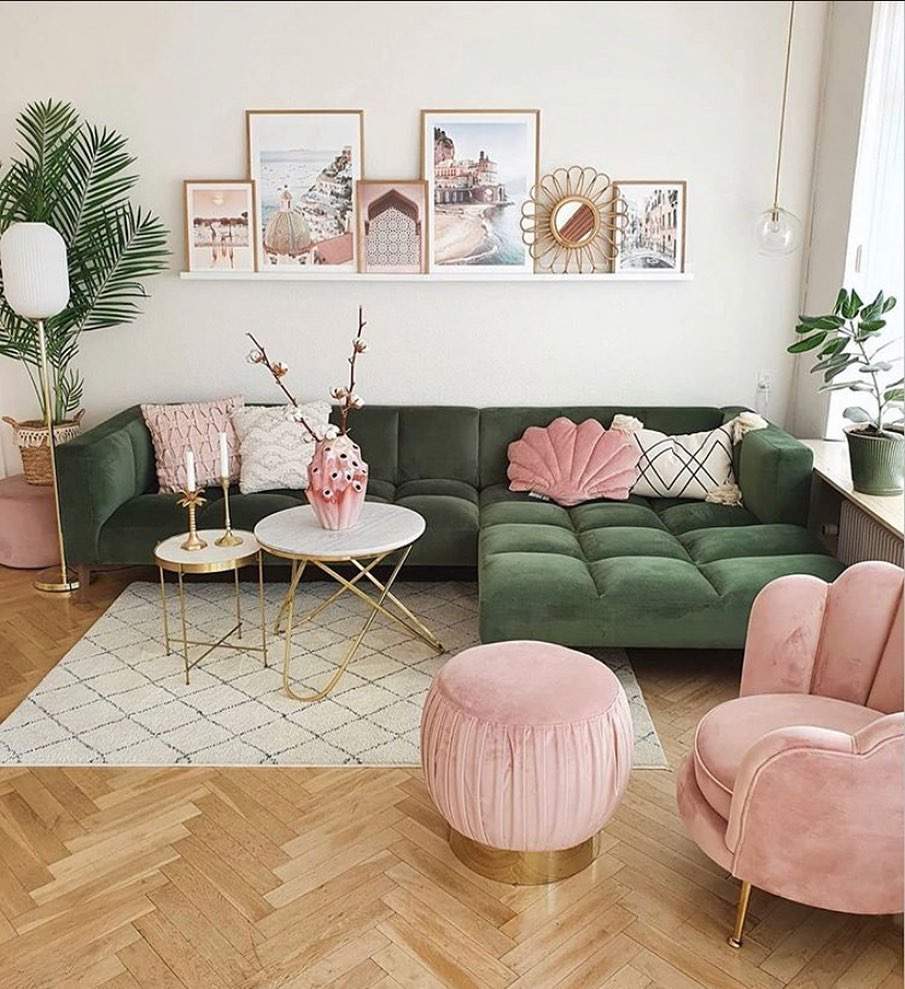 peinture salon Vert sauge rosé